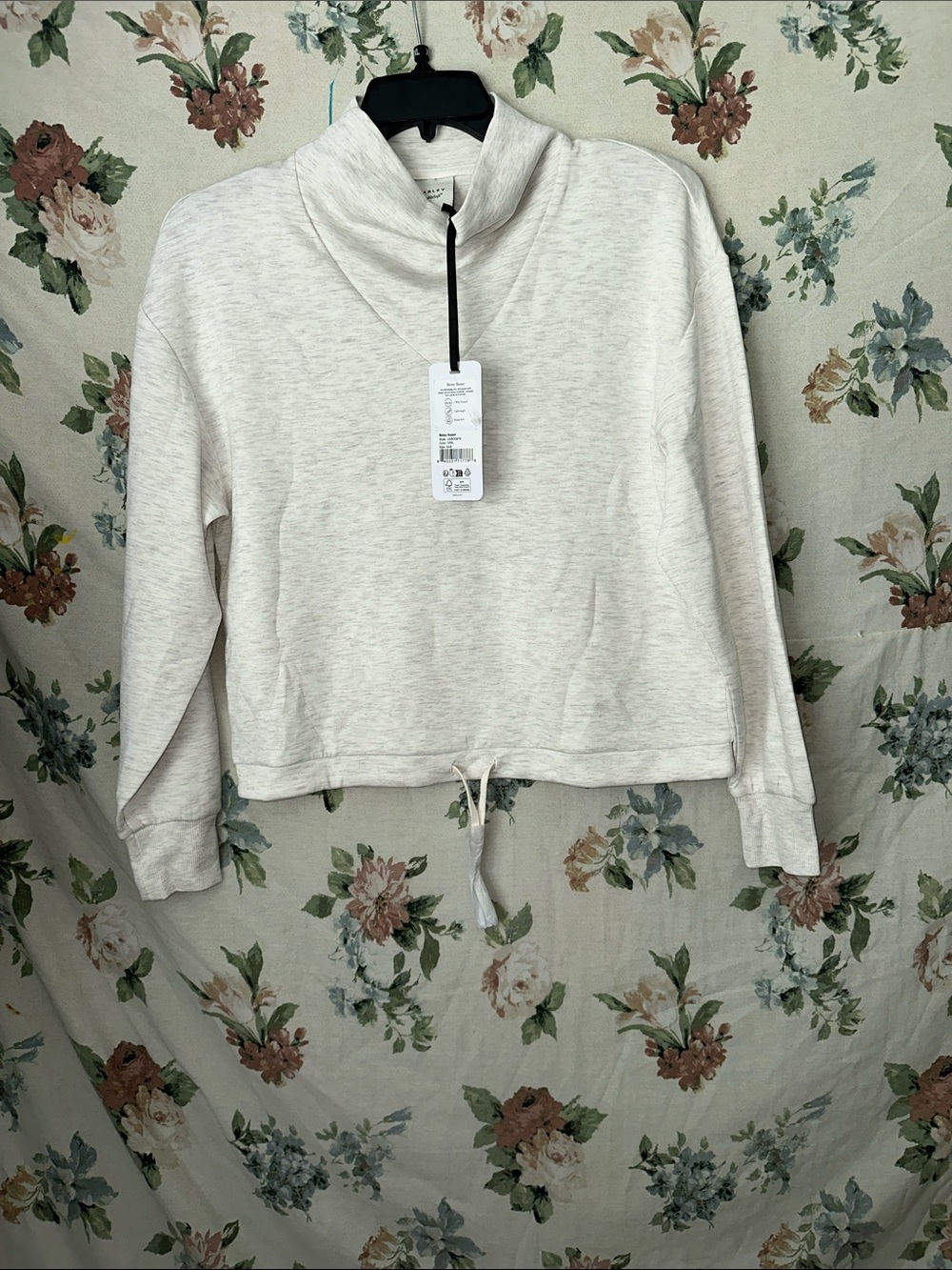 Varley Oatmeal Drawstring Mock Neck Sweatshirt